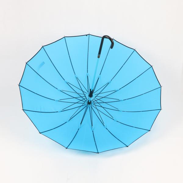 Light Blue Ladies Walking Stick Umbrella , Fashion Compact Windproof Umbrella