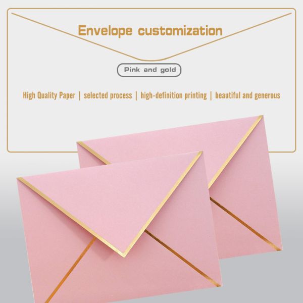 Rose Gold Pink Bronzing Paper Invitation Envelope Custom Logo