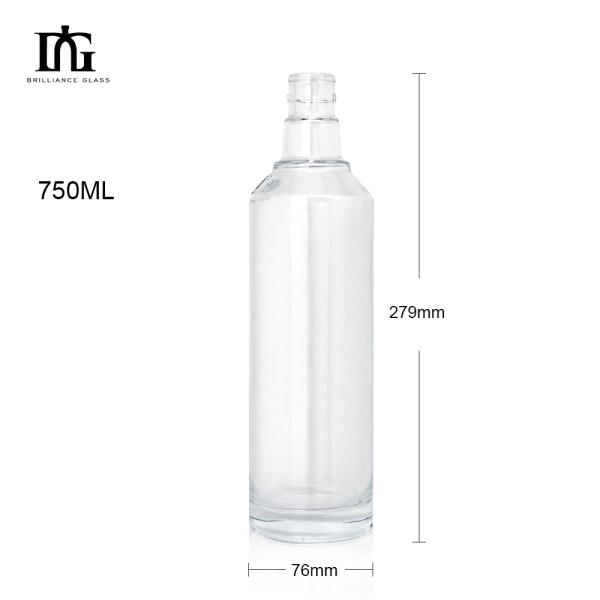 Engraving Surface Handling Glass Liquor Bottle 750ml 500ml for Whiskey Gin Vodka