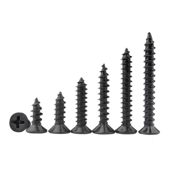 Black Oxide Hardened Steel Countersunk Flat Head Tapping Screws  Flat Head Pointed Screws