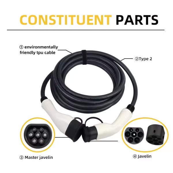 16A32A Double Single-Head Gun Line Electric Vehicle End Pile End 3-Phase Single-Phase LP55 Protection Level CE Certified