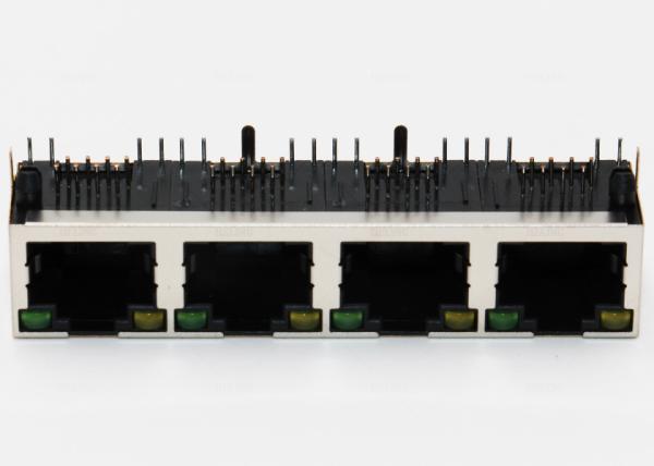 Conectores múltiplos amarelos/do verde diodo emissor de luz RJ45 do porto, soquete do PWB RJ45 através do furo