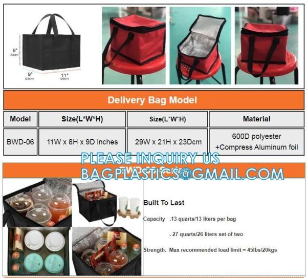 XL Insulated Food & Grocery Delivery Bag - For Catering, Restaurants, Delivery Drivers, Zipper and Handles,