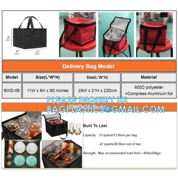 XL Insulated Food & Grocery Delivery Bag - For Catering, Restaurants, Delivery Drivers, Zipper and Handles,