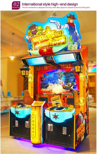 2 players Wild West cowboy shooting machine, gun shooting simulator video game