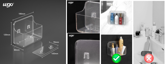 Patented Sticker Strongly Mounted Self Adhesive Shower Caddy Clear Fittings