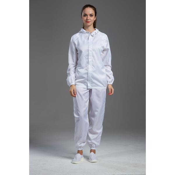 Workwear куртки анти- статического цвета ESD белого autoclavable с клобуком для чистой комнаты класса 100
