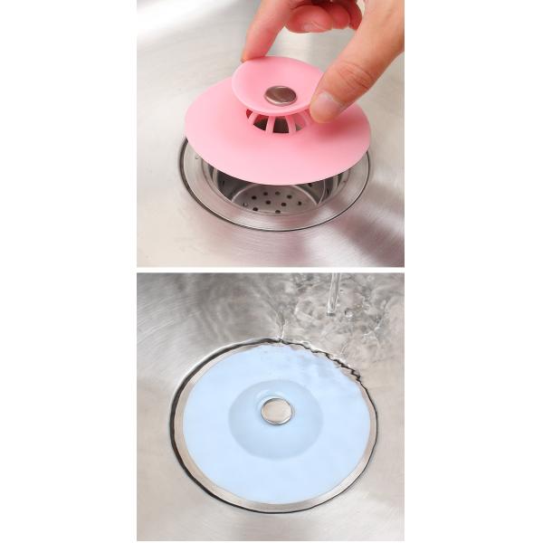 Durable Round Push Type Kitchen Silicone Sink Strainer , Factory Wholesale