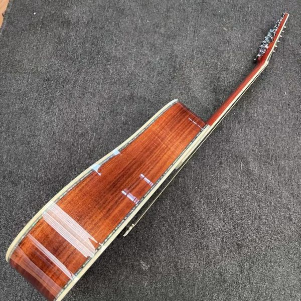 Custom 6/12 Strings Solid KOA Back Side Abalone Binding Acoustic Guitar with Customized Logo in Abalone