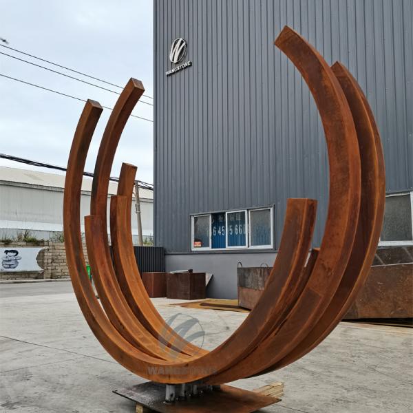 Dimensional Harmony 2.6m Semi-Circular Corten Sculpture For Gardens & Plazas