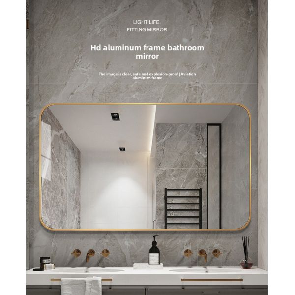 Modern Rectangular Wall-Mounted Bathroom Vanity Mirror IP44 Protection Rating Aluminum Alloy Touch Switch Villa Apartment Use