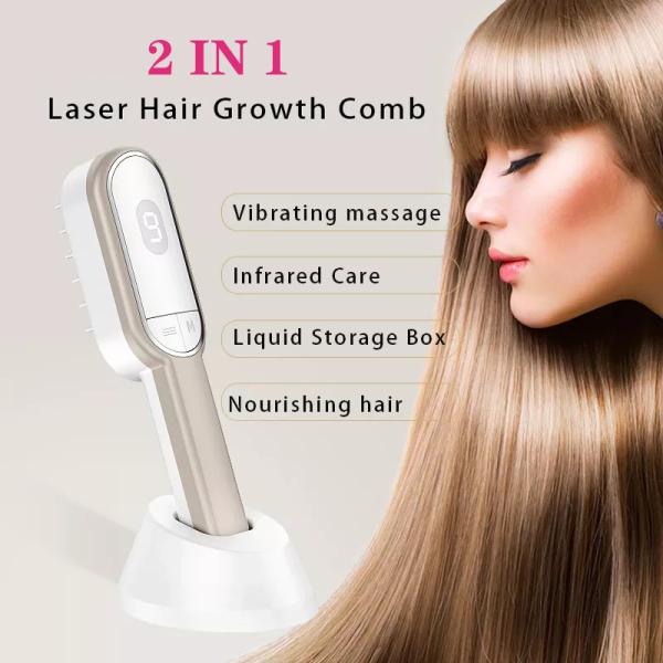 Pente recarregável portátil de venda superior do laser da massagem da vibração do tratamento do cuidado do crescimento do cabelo do pente dos cuidados capilares do laser do cabelo