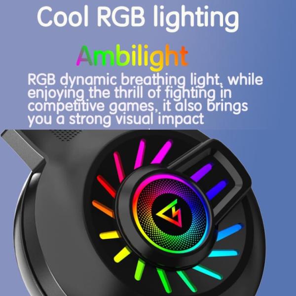 G97 RGB Luminous 7.1 Surround Sound Wired Gaming Headset with Mic and Volume Control