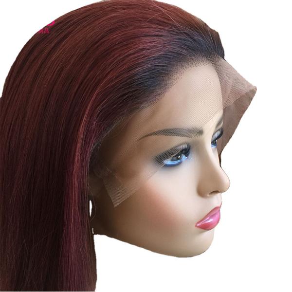 100% Human Hair Brazilian 99J Ombre Full Lace Wig Swiss 360 Lace Front 10-24 Inch Transparent HD