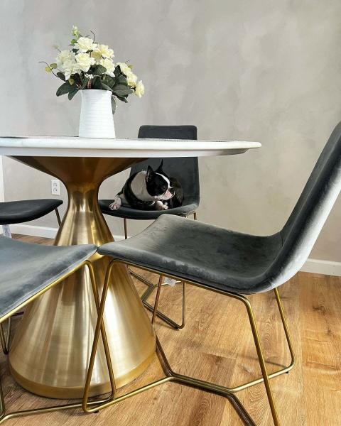 Marble Top Steel Gold Pedestal Tables For Coffee Living Room