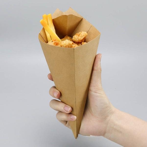 Alimentos Batatas fritas Frango Embalagem Caixa de papel kraft descartável para benefício dos compradores