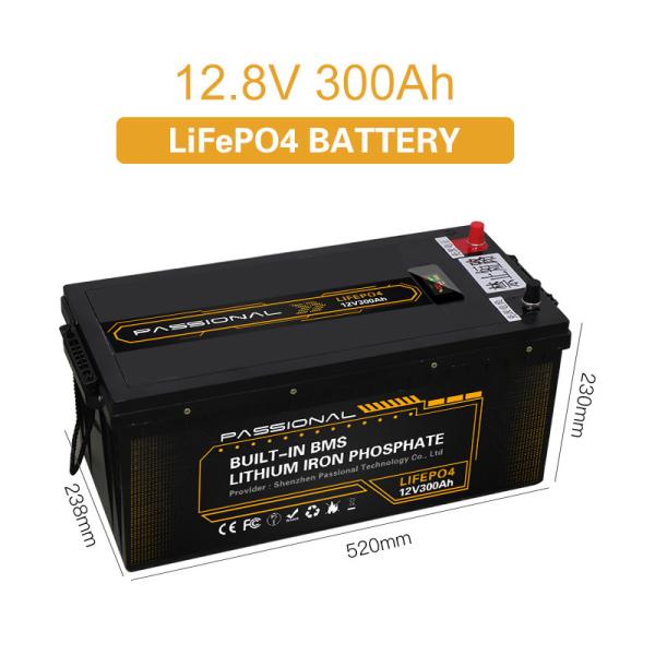 Deep Cycle Lithium 12V LiFePO4 Battery 300Ah 230mm Hight High Capacity