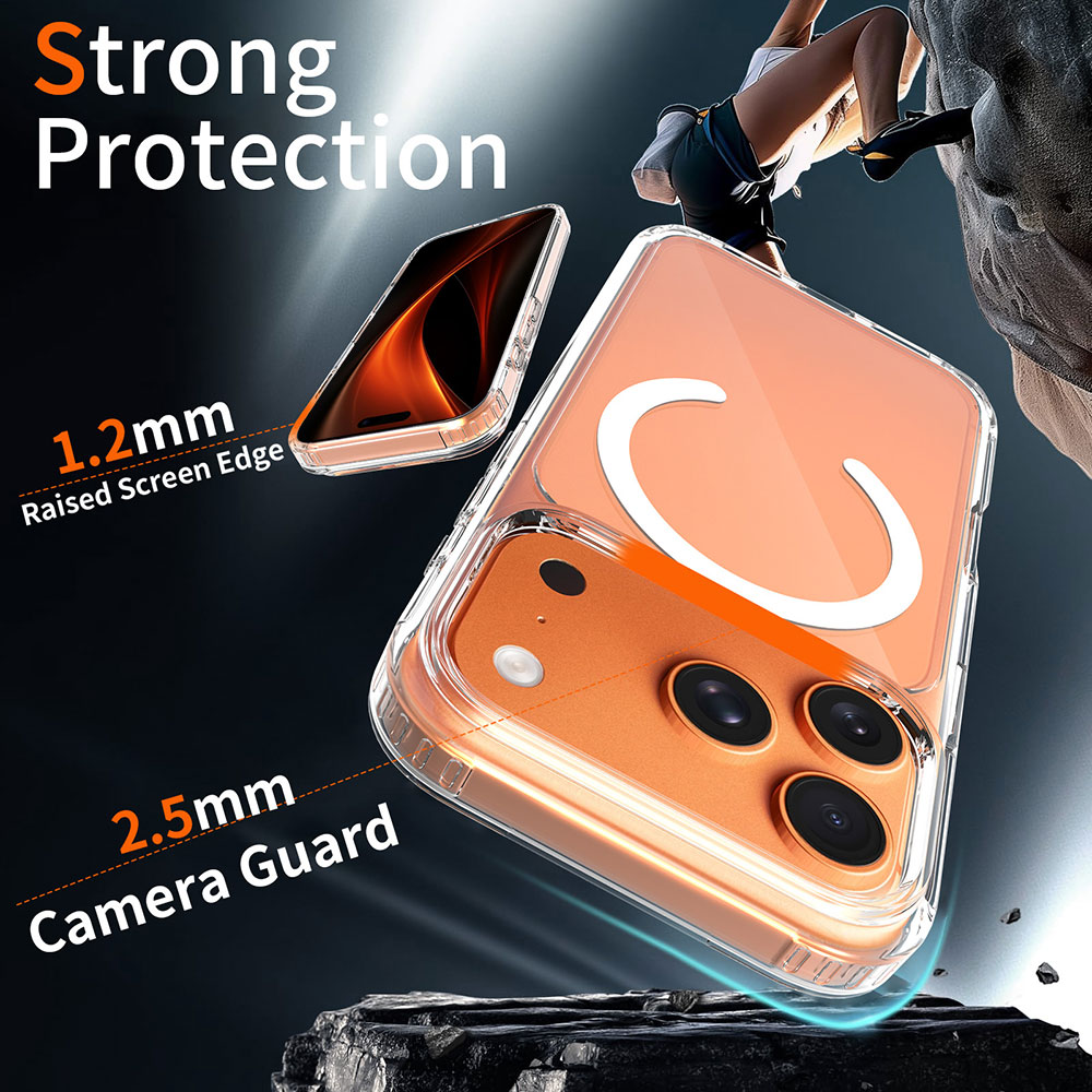 OEM ODM Custom Logo 2.0mm Thick Anti-Yellow TPU+PC Hybrid Clear Magnetic Phone Case for iPhone 18 17 16 15 Pro Max All Serie