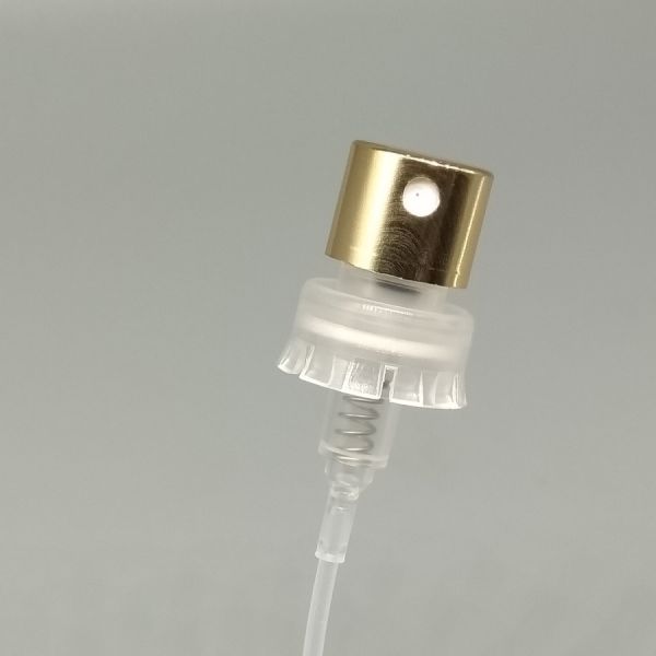 Golden Perfume Pump Dispenser with Secure Lock Seal for Premium Fragrance Bottles