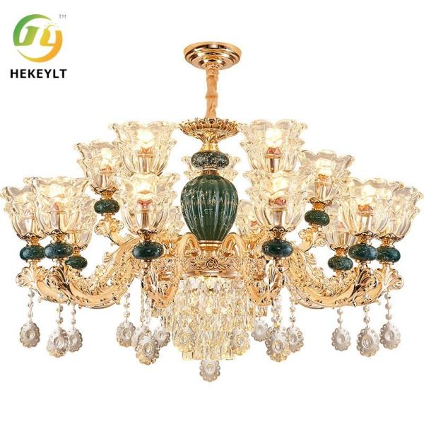 Luz cerâmica de vidro luxuosa do quarto da sala de jantar da sala de visitas do candelabro do diodo emissor de luz do espectro completo