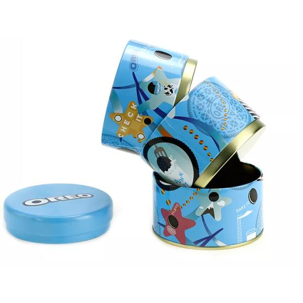 Round Candy Cookie Tin Cans 90x160mm Airtight