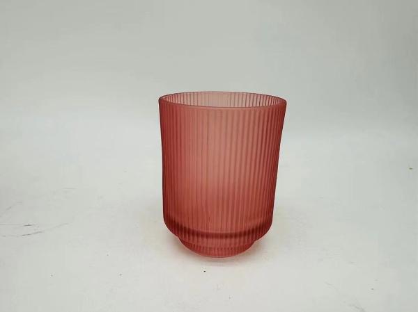 Frosted chili glass bathroom accessories set round shape with vertical stripe and small step soap dish for bathroom glass soap dispenser cotton jar