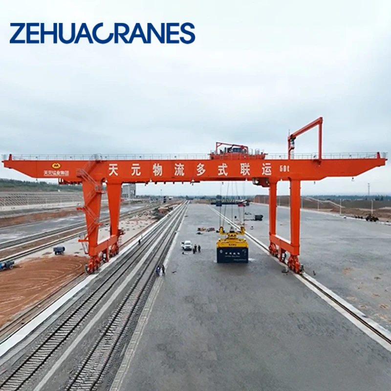 Heavy Duty RMG Rail Mounted Gantry Crane  80T 120Ton Electric Travelling Double Beam Container Loading Unloading Gantry Crane