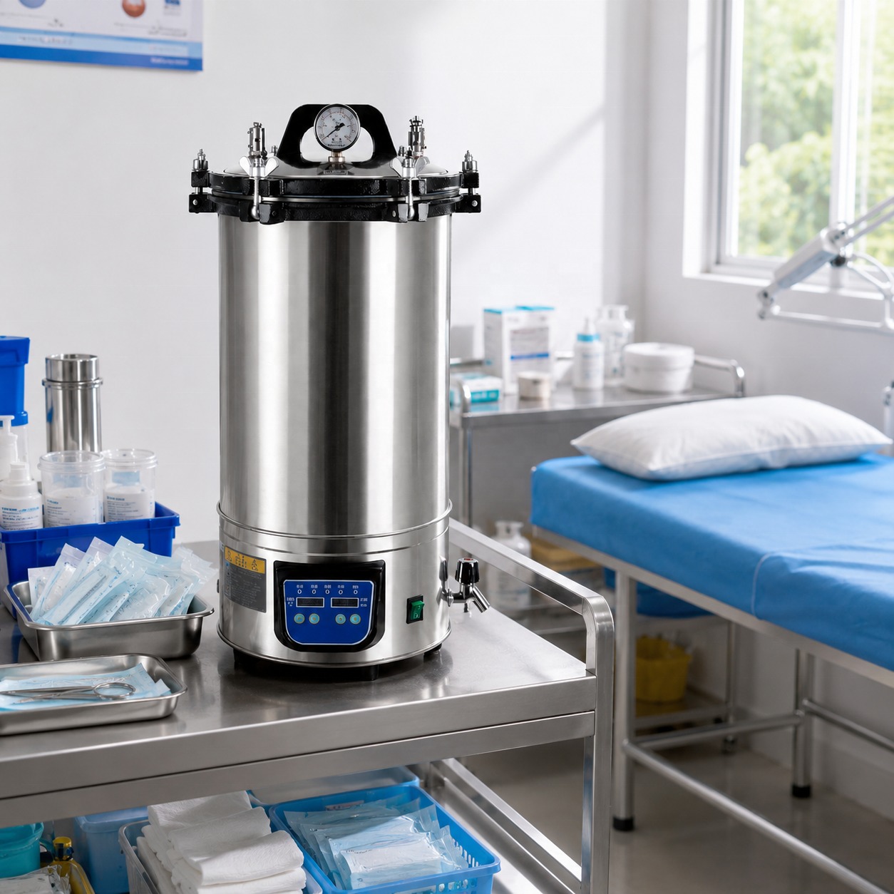 Portable Stainless Steel Laboratory Autoclave Pressure Steam Sterilizer 18L 24L High Temperature Sterilizing Machine