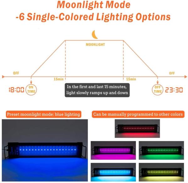 Automatic Switch 7 Colors 36 Inches  Rgb Aquarium Light