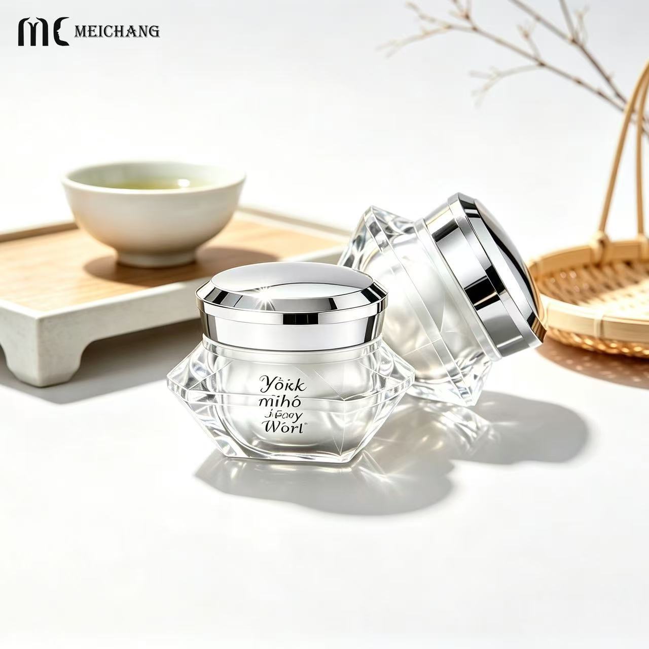 50g Double Wall Crystal Diamond Acrylic Cream Jar(MC-Y-571)
