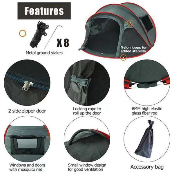 Waterproof Instant Tent for Camping All Season Automatic Pop up Tent Capacity ≤2