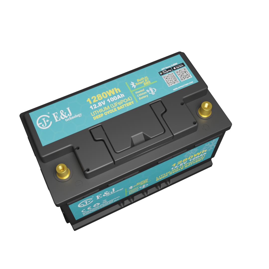 Self Heating Din80 Type H7 Size Bluetooths Lithium Ion Battery 12V 100Ah LiFePO4 Pack For Low Temperature Application
