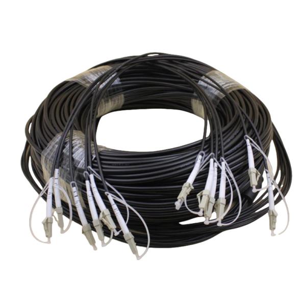 Armored Tactical Fiber Cable 3.0mm LSZH Black Jacket LC To LC Patch Cord