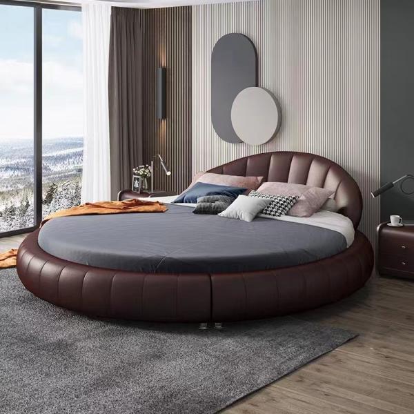 Luxo 2.2m atmosférico redondo do rei Bed 2m do quarto da casa de campo da cama do hotel da tela