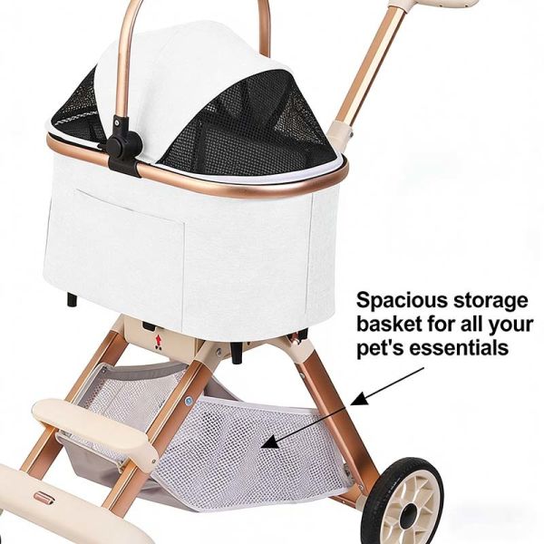 Wholesale Dog Cat Stroller, Foldable Lightweight Travel Trolley, 4-Wheel Safe Breathable Pet Carrier Bulk