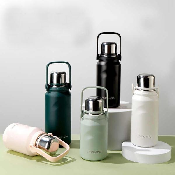 Portable Large Capacity Double Wall Stainless Steel Water Bottle With Handle Insulated Vacuum Sports Water Bottle Pot 900/1200/1500ML