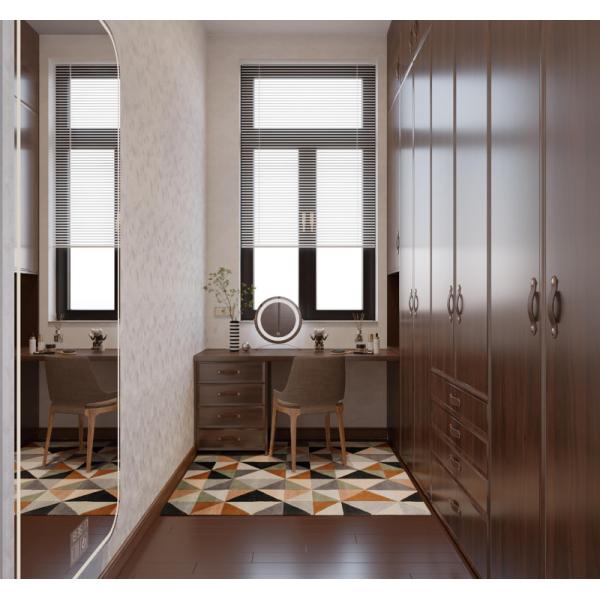 Moderno elegante acero inoxidable caminar en el armario efecto de madera de polvo de revestimiento