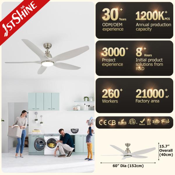 60 polegadas decorativas de fã de teto plástico de 5 lâminas com controlo a distância de 5 velocidades