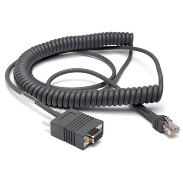 5M Coiled Symbol Barcode Scanner Cable RS232 DB9 PIN Female Connector One End