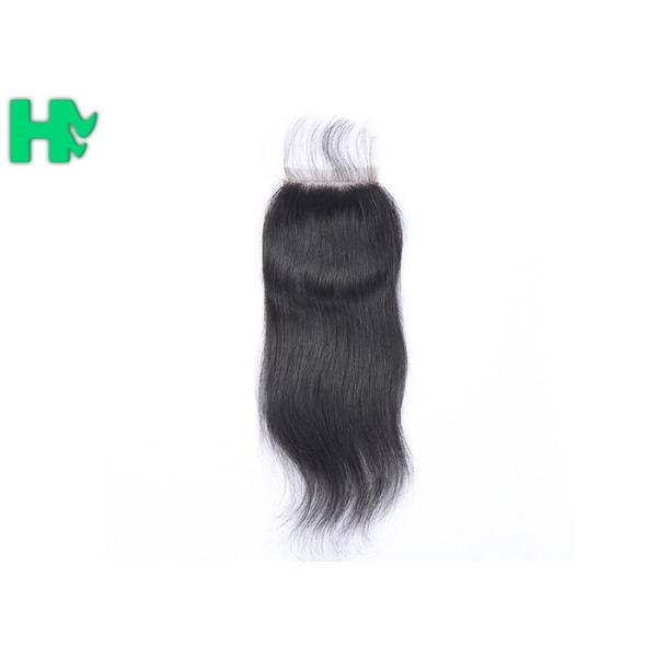 8A Grade Brazilian Straight Lace Closure Extensions 4*4 Human Hair Natural Black