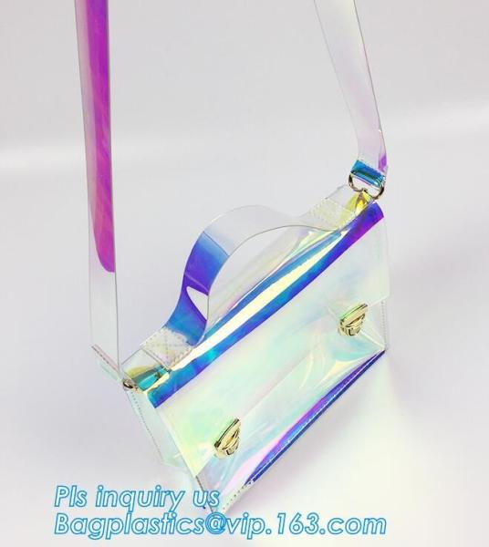 beach bag pvc handbag for women, Full Chevron Prints PVC Lady Shoulder Handbag With Interior Pocket, pvc, tpu, eva bags