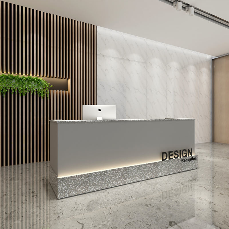 Luxury Wooden Reception Desk with Customized Design LED Lighting and Lockable Cabinets for Jewelry Retail Display