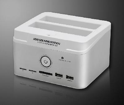 2.5" / 3.5” IDE +SATA 2-Dock HDD Docking Station e-SATA/Hub with All in One Card Reader