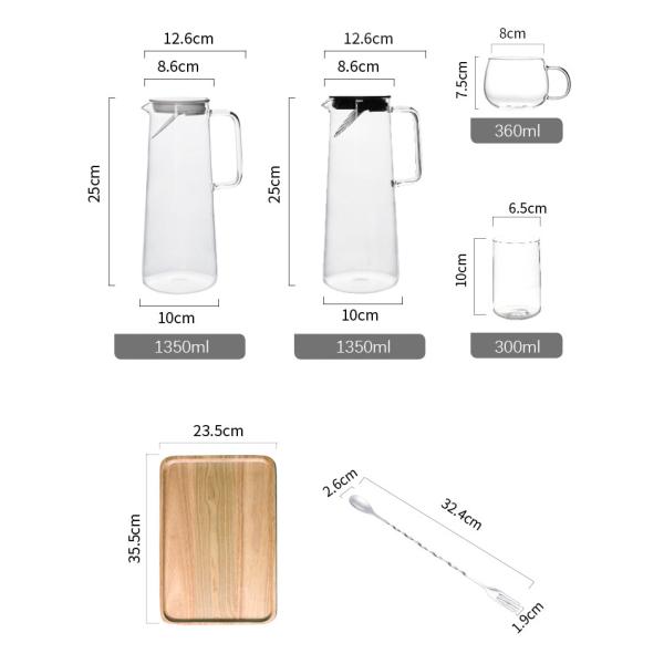Неэтилированный стеклянный кувшин воды с емкостью крышки/ложки 1350мл силикона
