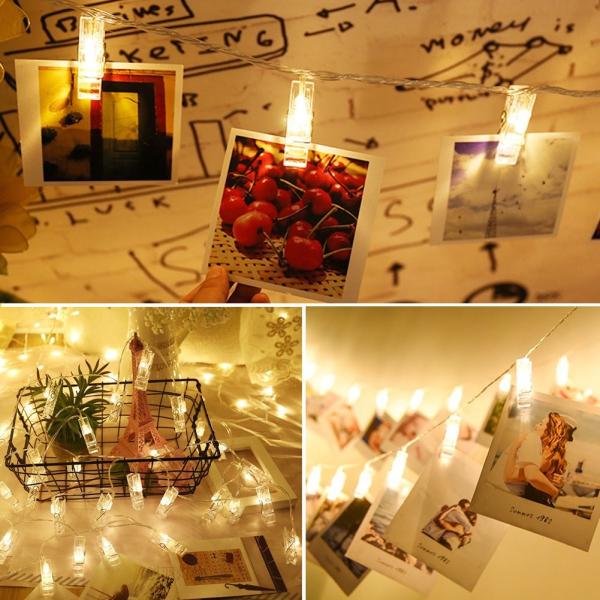 Photo Clip String Lights LED Battery Pictures Bedroom Wall Patio Halloween Thanksgiving Christmas Party Wedding Decor
