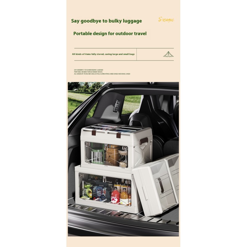Large Capacity Outdoor Folding Storage Box Rectangle Shape Aluminum PP Box Creative Organizer for Camping Car Trunk