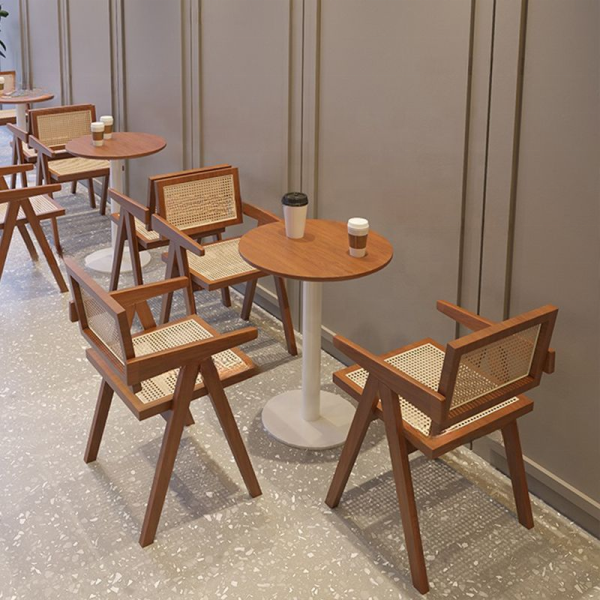 Retro American Restaurant Furniture Vintage Style Wooden Dining Table and Chair Cafe Solid Wood Chairs Set