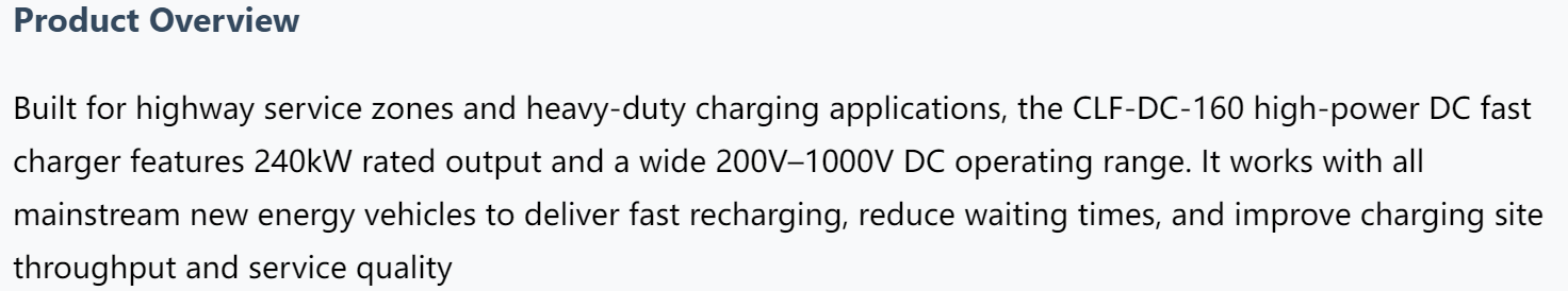 240kW High Power Dual Gun DC EV Charging Station 250A Max Current for Fleet & Bus Service Station