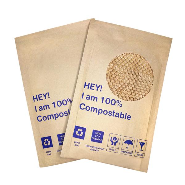 International Standard Biodegradable Custom Clothing Packaging Honeycomb Padded Mailer Bag Kraft Paper Mailing Envelope