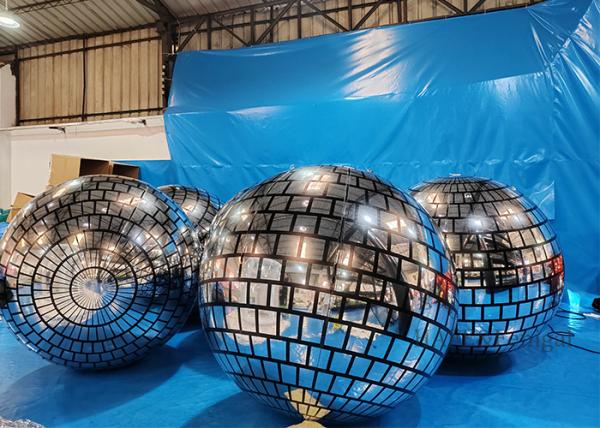 Dance Nightclub Atmosphere Decoration PVC Silver Inflatable Disco Mirror Balloon